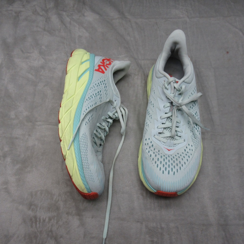Hoka One One Clifton 7 Shoes Womens 10 White Morning Mist Running Lace Up Mesh